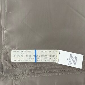 VTG Estate Fabric 1983 Polyester Grey Zephyr Lining 2-1/8 Yards X‎ 45" Wide